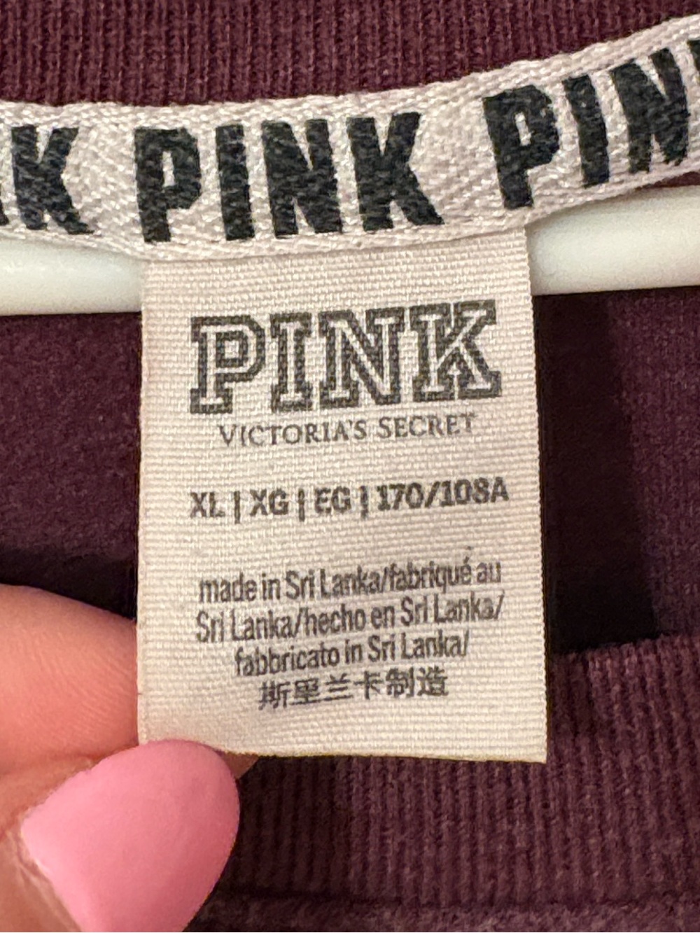 PINK Soft Maroon Graphic Spellout Athletic Sweatshirt - Picture 12 of 12